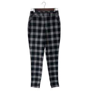 Hot Topic Black Grey Plaid Skinny Pants Trousers Straight Leg Emo Goth Size XS